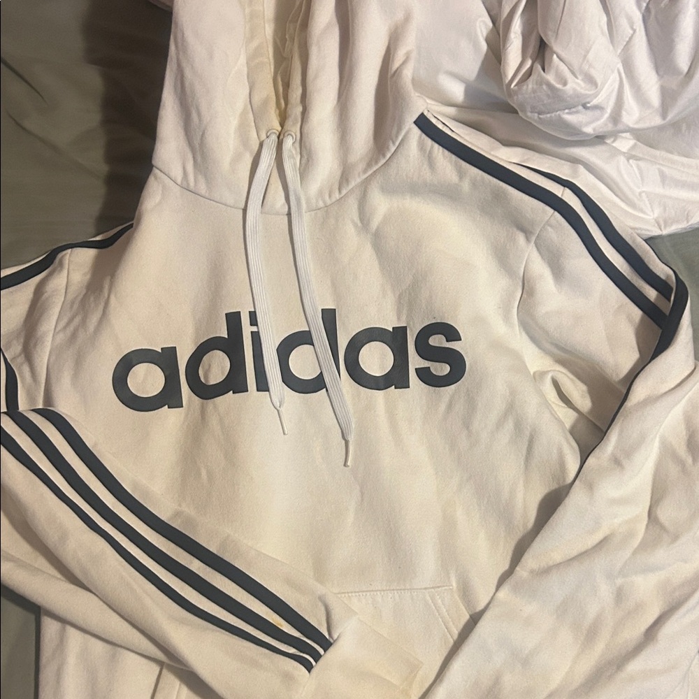 Adidas Cream Hoodie with Black Accents